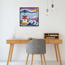 2 Strands Full Embroidery Cartoon Lighthouse Printed Cross Stitch Art Home