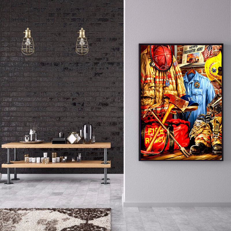 Round Drill Diamond Painting Fireman Uniform Diamond Embroidery Rhinestone Craft