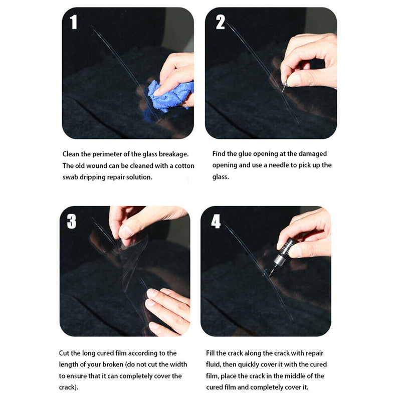 Car Windows Glass Repair Liquid Gloves Auto Cracked Scratch Fluid (1 Set)