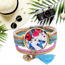 Lvpai Quartz Watch Women Elephant Tassel Pendant Bracelet Watches (Blue)