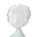 Women Night Sleep Hair Cap Satin Adjustable Curly Hair Styling Hat (White)