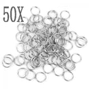 50PCS 15mm Clasps Tool Pocket Stainless Steel Loop Hoop Split Key Ring KeyChain