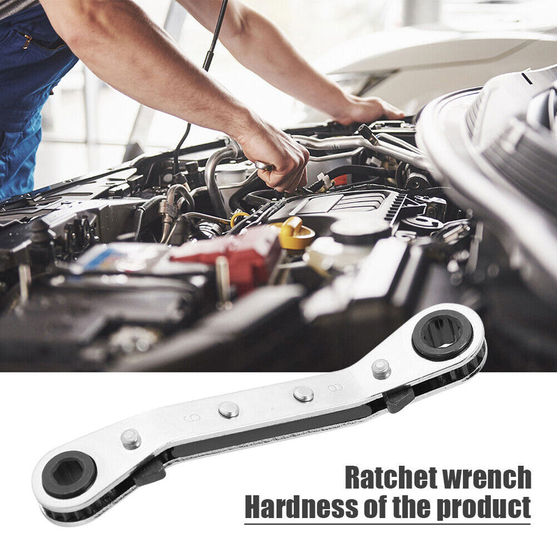 Quick Release Double End Ratchet Wrench Curved Metric Multi Spanner (6x8mm)