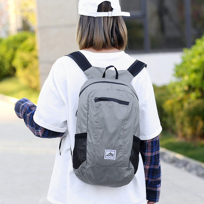 20L Large Waterproof Folding Climbing Backpack Travel Rucksack (Light Gray)