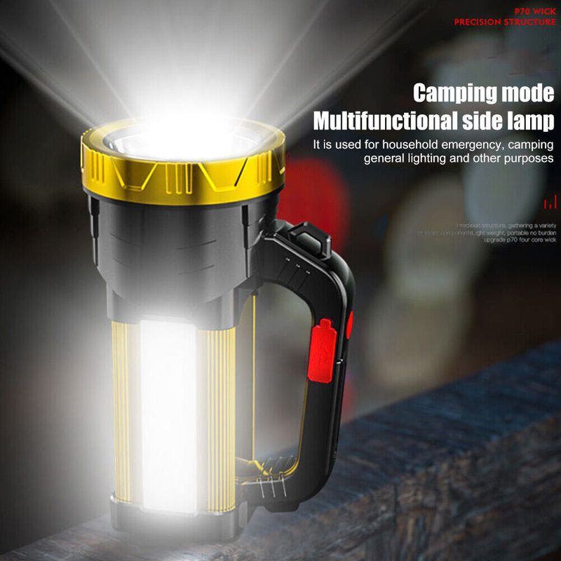 LED+COB Portable Flashlight Spotlight Searchlight 4-level Hand-held Lamp Newly