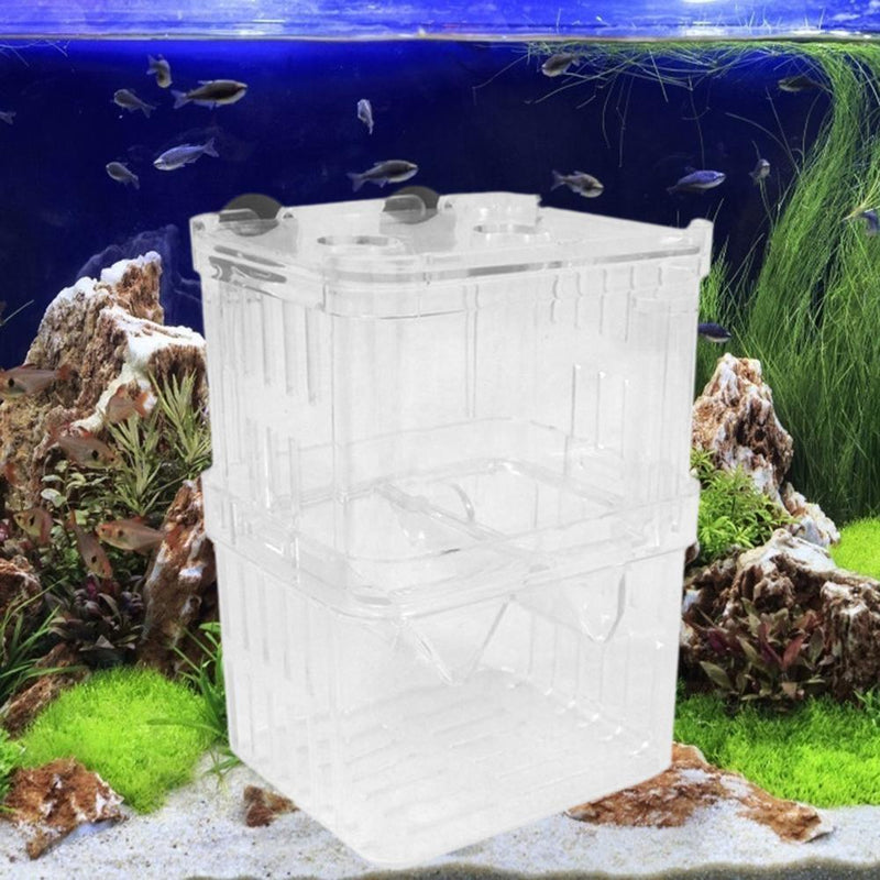 Acrylic Fish Tank Breeding Box Aquarium Double Guppies Hatching Incubator  Newly