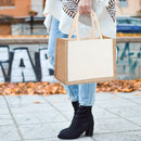 Burlap Tote Shopping Bag Reusable Grocery Storage Organizer Handbags (L)