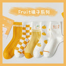 Plaid Orange Series Socks Clothing Accesories Tube Socks Sweet Stockings