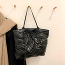 Women Fashion Cotton Large Shoulder Tote Bag Winter Pure Color Bucket Handbag