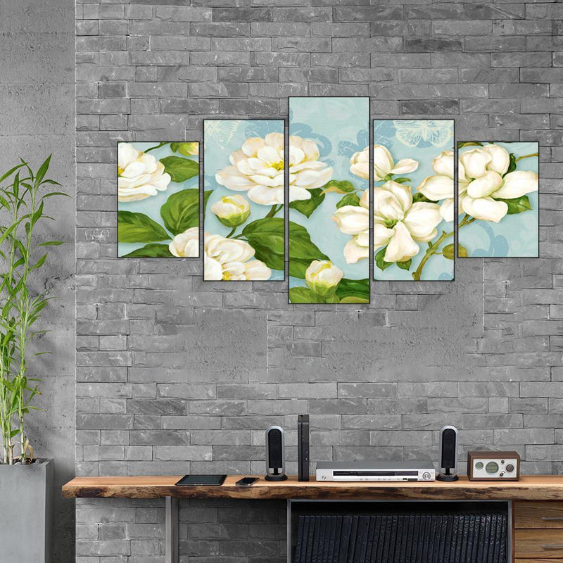 5pcs 5D DIY Full Drill Diamond Painting Lotus Cross Stitch Kits Home Wall Dec