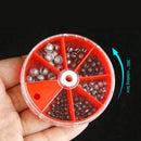 106pcs 7-Size Open Bite Lead Round Fishing Sinkers Weights Set Fishing Tackles