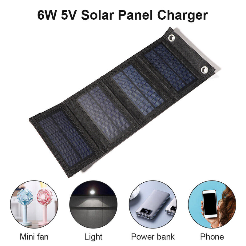 5V 6W USB Foldable Solar Panel Charger Pack Outdoors Charging Power Bank Newly