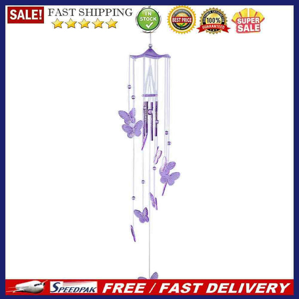 Butterfly Bell Wind Chimes Creative Home Yard Garden Hanging Decor(Purple)