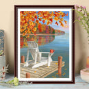 30x40cm 5D DIY Full Round Drill Diamond Painting Autumn Lakeside Home Art D