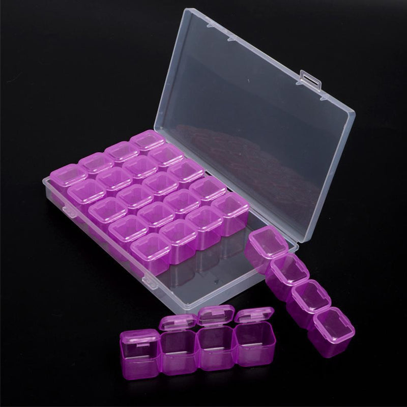 28 Grids Nail Art Storage Box Case Jewelry Organizer Manicure Tool (Purple)