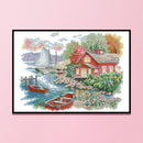 Partial Embroidery Scene 2-Beach 14CT Printed Fabric Cross Stitch Needlework