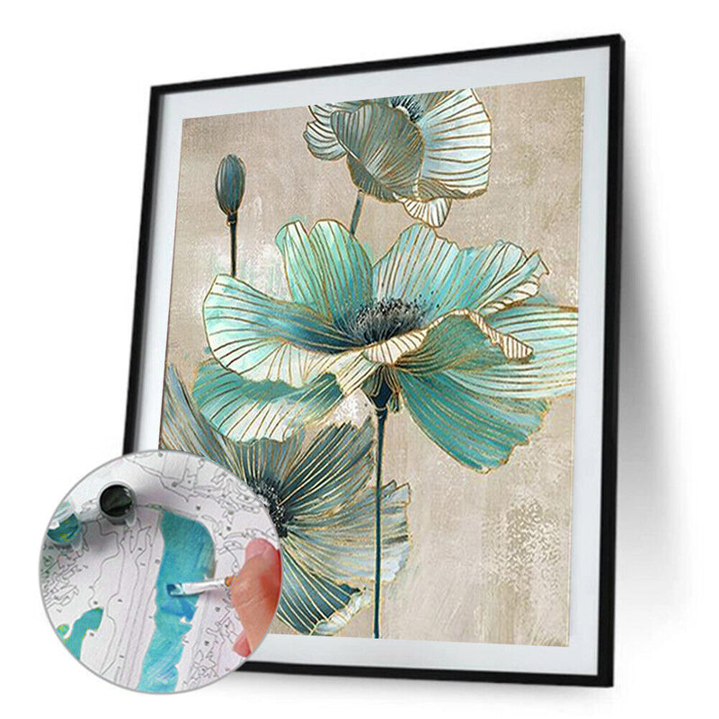 Digital Paint Flowers Painted By Numbers On Canvas Wall