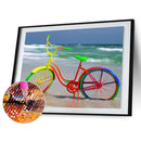5D DIY Full Drill Round Shape Seaside Color Bike Rhinestone Diamond Drawing Kit