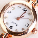 Girls Chic Fashion Flower Rose Golden Bracelet Wrist Watch Black Newly