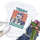 Independence Day Print Teddy Letter Tea T-Shirt (White M)