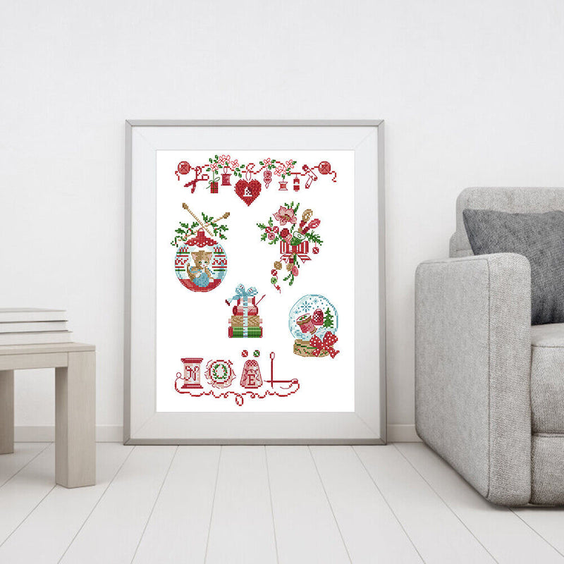 Full Cross Stitch Cotton 14CT Printed Christmas Needle Handmade Craft Kit
