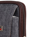 Men Canvas Mobile Phone Bags Double-layer Zipper Fanny Pack (Grey)