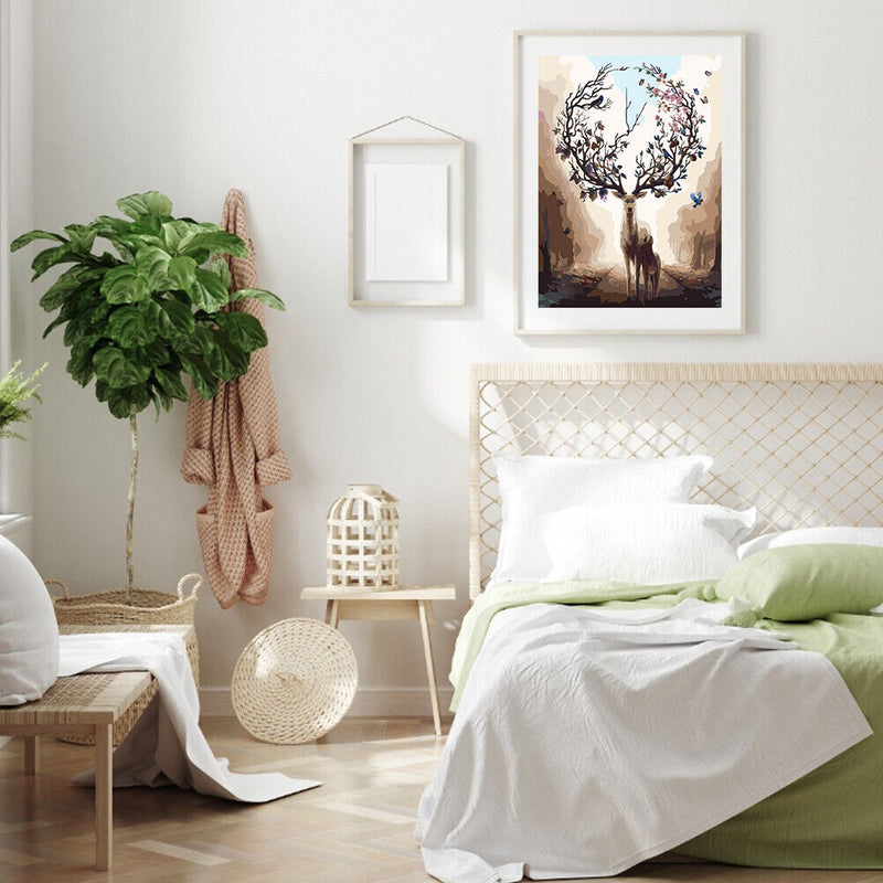 Sika Deer Partial Oil Paint By Numbers DIY Handpainted on Canvas Wall Art