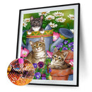 5D Diamond Painting Kit Flowerpot Cat Full Round Drill DIY Wall Art (VY001)