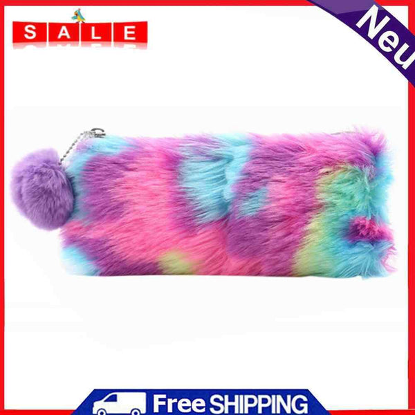 Innersetting Women Plush Leather Feather Bags Storage Cosmetics Case School Lead