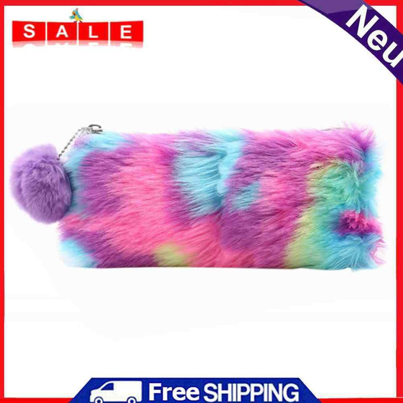 Innersetting Women Plush Leather Feather Bags Storage Cosmetics Case School Lead