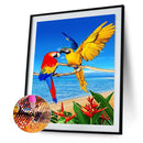 Beach Parrots DIY Diamond Painting Kits Full Square Drill Mosaic (20X30cm)