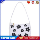Women Canvas Underarm Bags Shoulder Tote Small Handbag Purse (Black Flower)