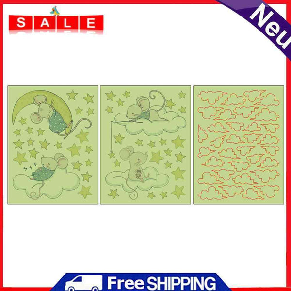 3pcs/set Waterproof Room Decals Luminous Removable Star Animal Wall Art Stickers