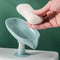 Leaf Shape Soap Box Drain Stand Suction Cup Punch-free Holder (Short Green)