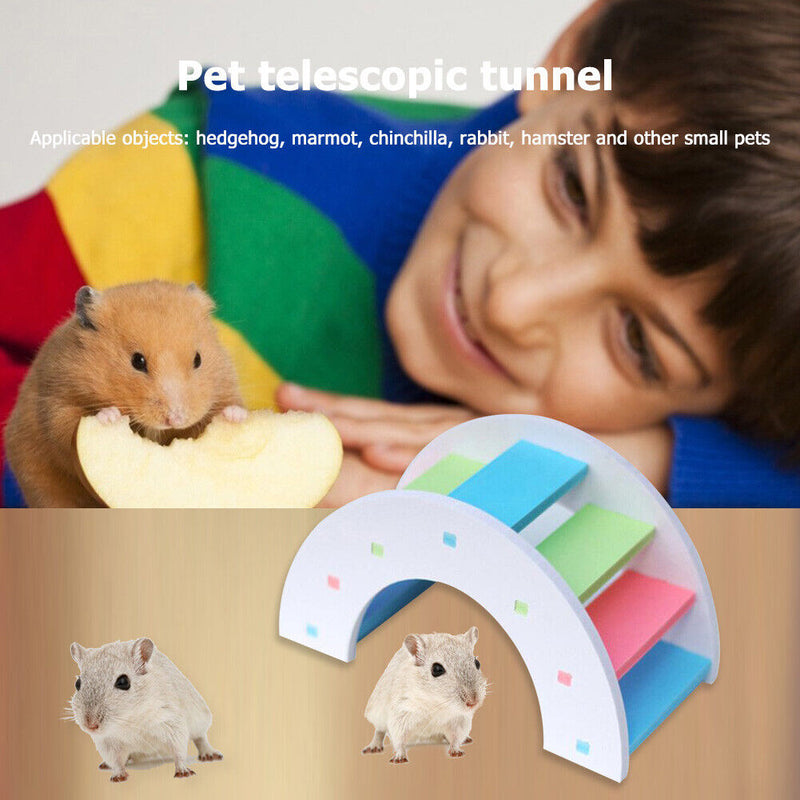 Wooden Hamster Small Animal Climbing Exercise Toys (Rainbow Bridge White) Newly