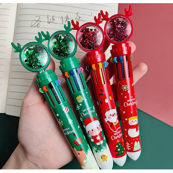 Elementary School Stationery Santa Claus Christmas Ballpoint Pen Ten Color Pen