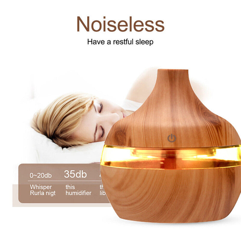 Aroma Oil Diffuser Ultrasonic Wood Grain Air Humidifier (Light wood grain) Newly