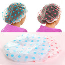 Women's Waterproof Elastic Plastic Dot Shower Bathing Hair Hats K5V3 G6J3 S J6V4