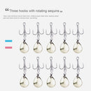 10pcs/Set Metal Barbed Fishing 3-Hooks with Rotating Sequin Fishing Accessori