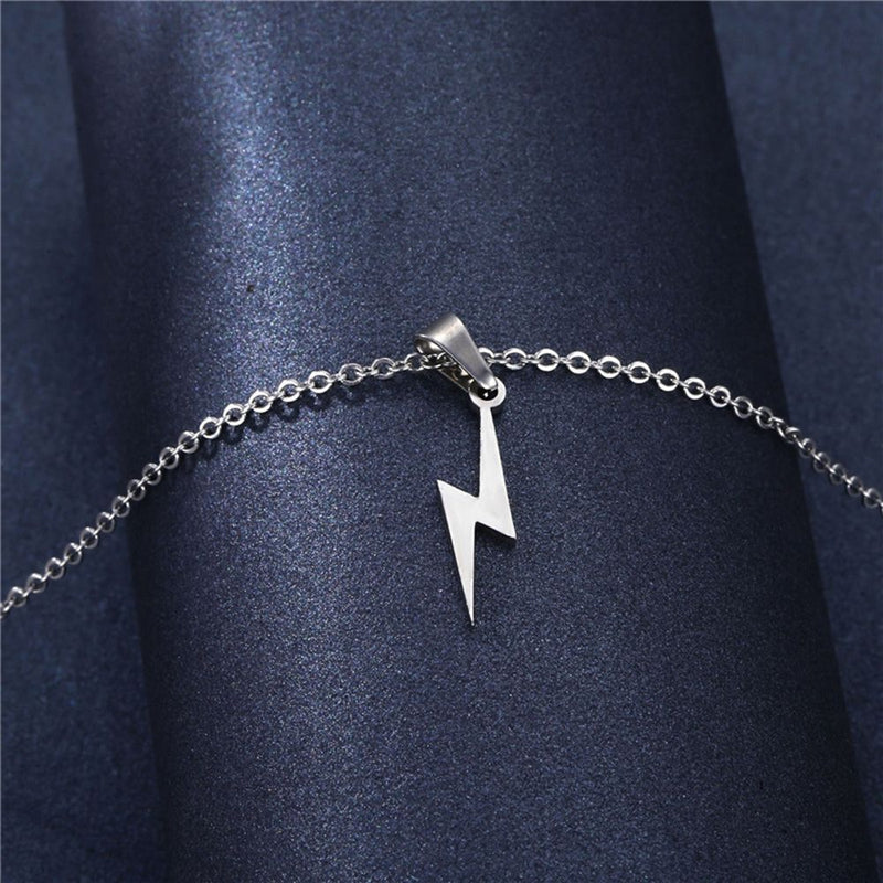 Women Jewelry Men Lightning Pendant Stainless Steel Necklace Choker Long Chain