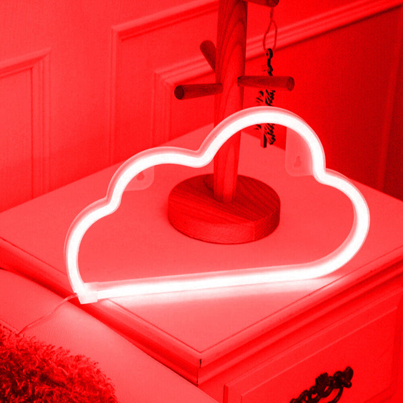 Cartoon Cloud Sign Neon Light USB Battery Operated Art Hanging Lamp (Red) Newly