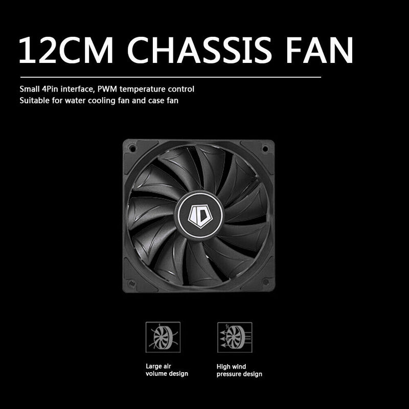 ID-COOLING 4 Pin 120mm Desktop Chassis Fan DC 12V Computer PC Case PWM Cooler