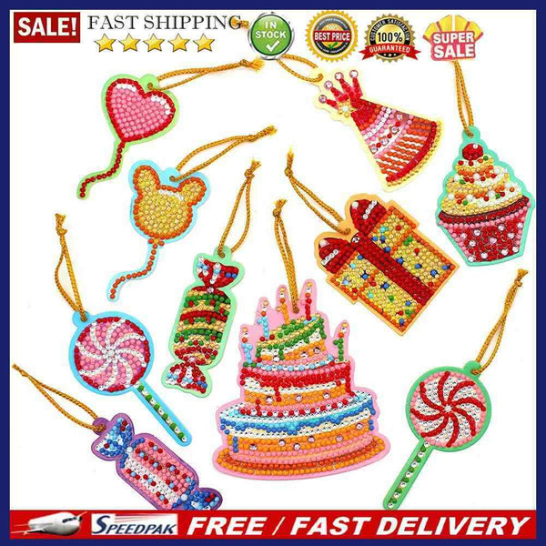 10pcs Cute Greeting Card Pendant Diamond Painting Single Side Special Shape