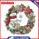 Partial Cross Stitch Cotton Needlework Kit Printed Snowman Wreath Art Handicraft
