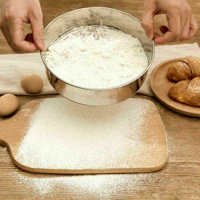 Steel Flour Sifting Sifter Sieve Strainer Making HOT Tools S3V7 Baking C0D2