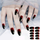 False Nails With Glue Nail Art Patch Square Coffin Shape Black-Red Gradient