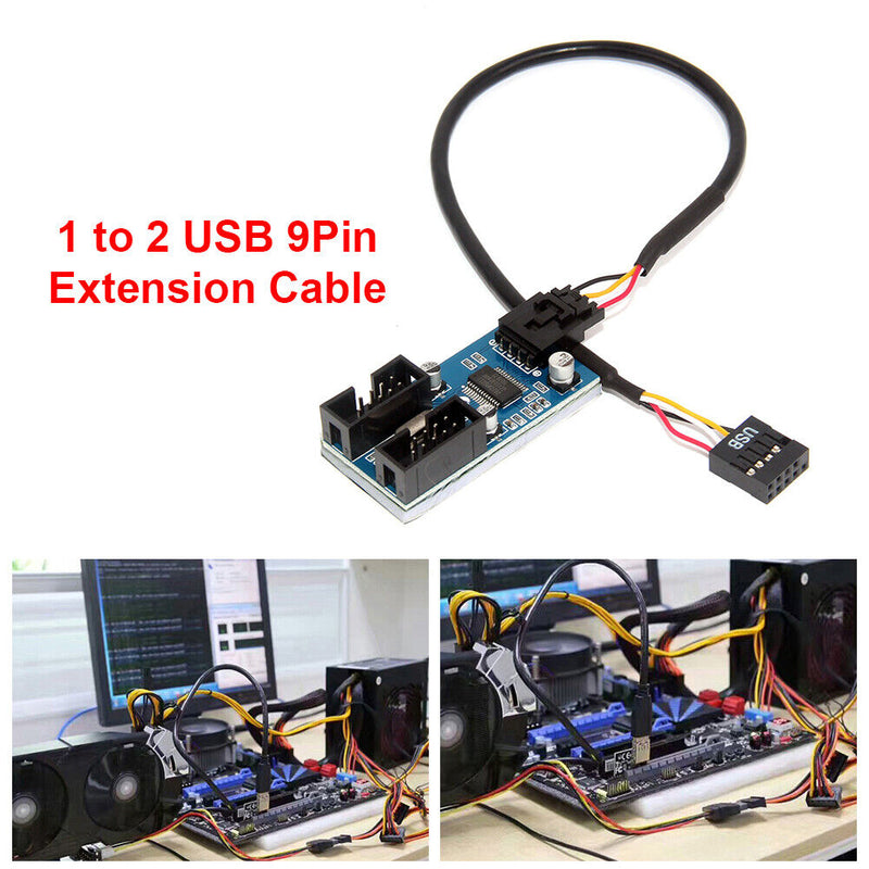 HC427 1 Way HUB Connector USB 9 Pin Header Extension Splitter (1 to 2)