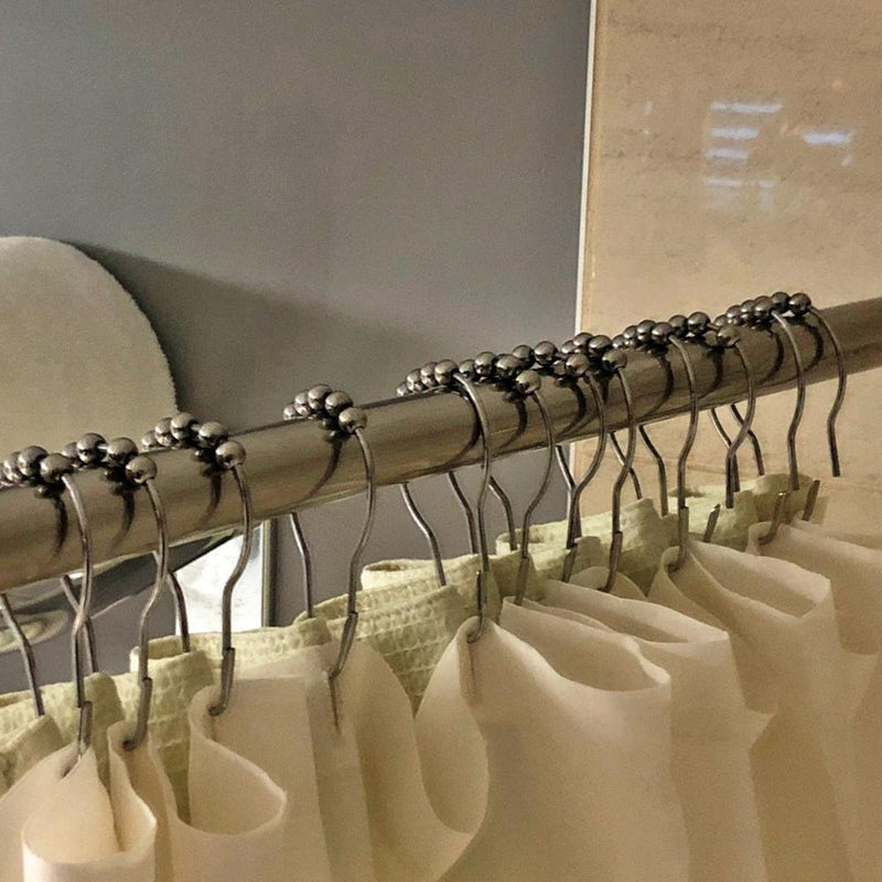12pcs Metal Rustproof Shower Curtain Double Glide Shower Hooks Bathroom Products