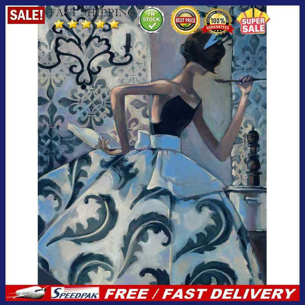 DIY Canvas Digital Oil Picture Big Dress Girl Paint by Number Home Picture Decor