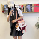 Preppy Style Women Cartoon Contrast Color Knapsack Girls Cute Large Handbags